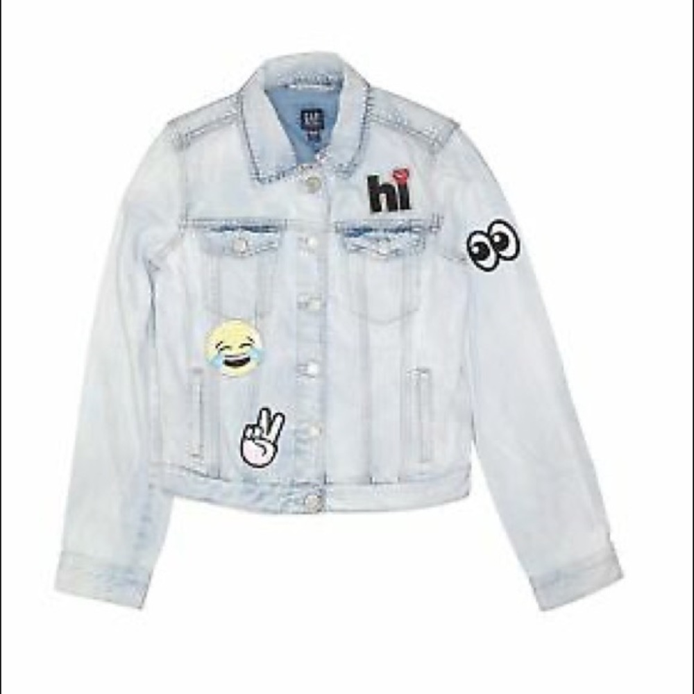 Gap emoji sequin patch denim light wash jacket S